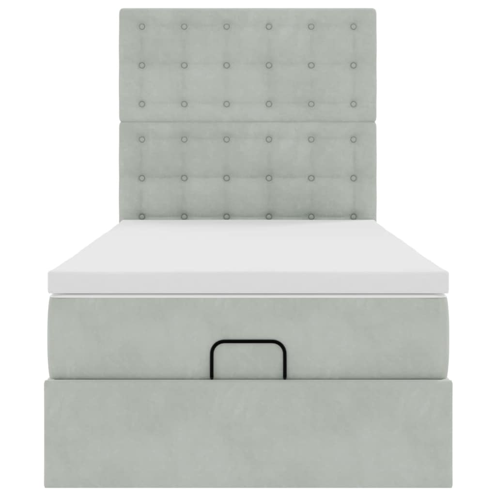 Ottoman bed met matrassen 100x200cm fluweel lichtgrijs