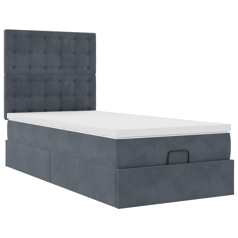 Ottoman bed met matrassen 100x200cm fluweel donkergrijs