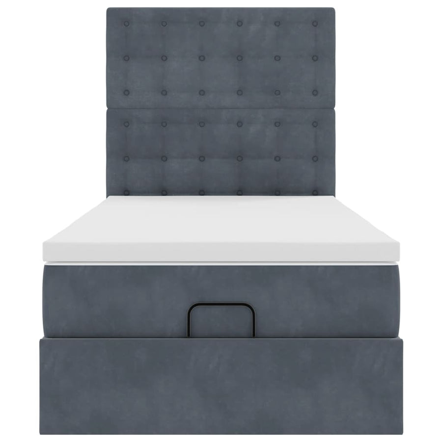Ottoman bed met matrassen 100x200cm fluweel donkergrijs