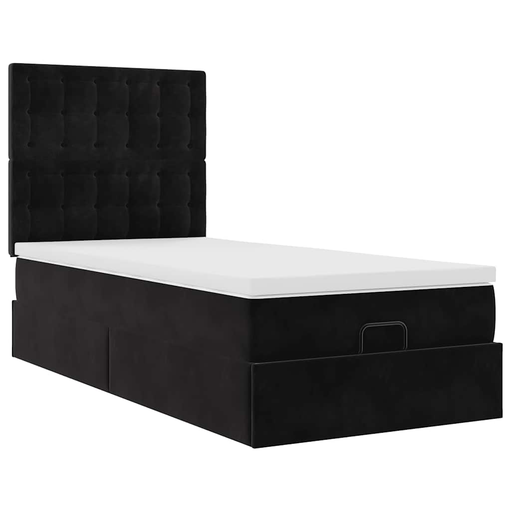 Ottoman bed met matrassen 100x200cm fluweel zwart