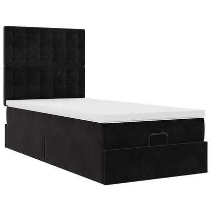 Ottoman bed met matrassen 100x200cm fluweel zwart