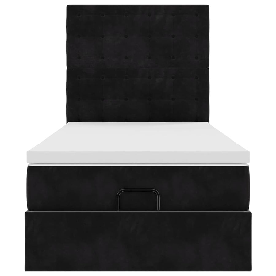 Ottoman bed met matrassen 100x200cm fluweel zwart