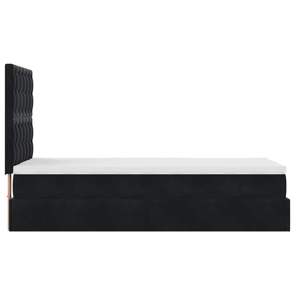 Ottoman bed met matrassen 100x200cm fluweel zwart