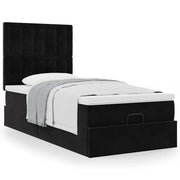 Ottomaans bed met matras 100x200 cm zwart fluweel