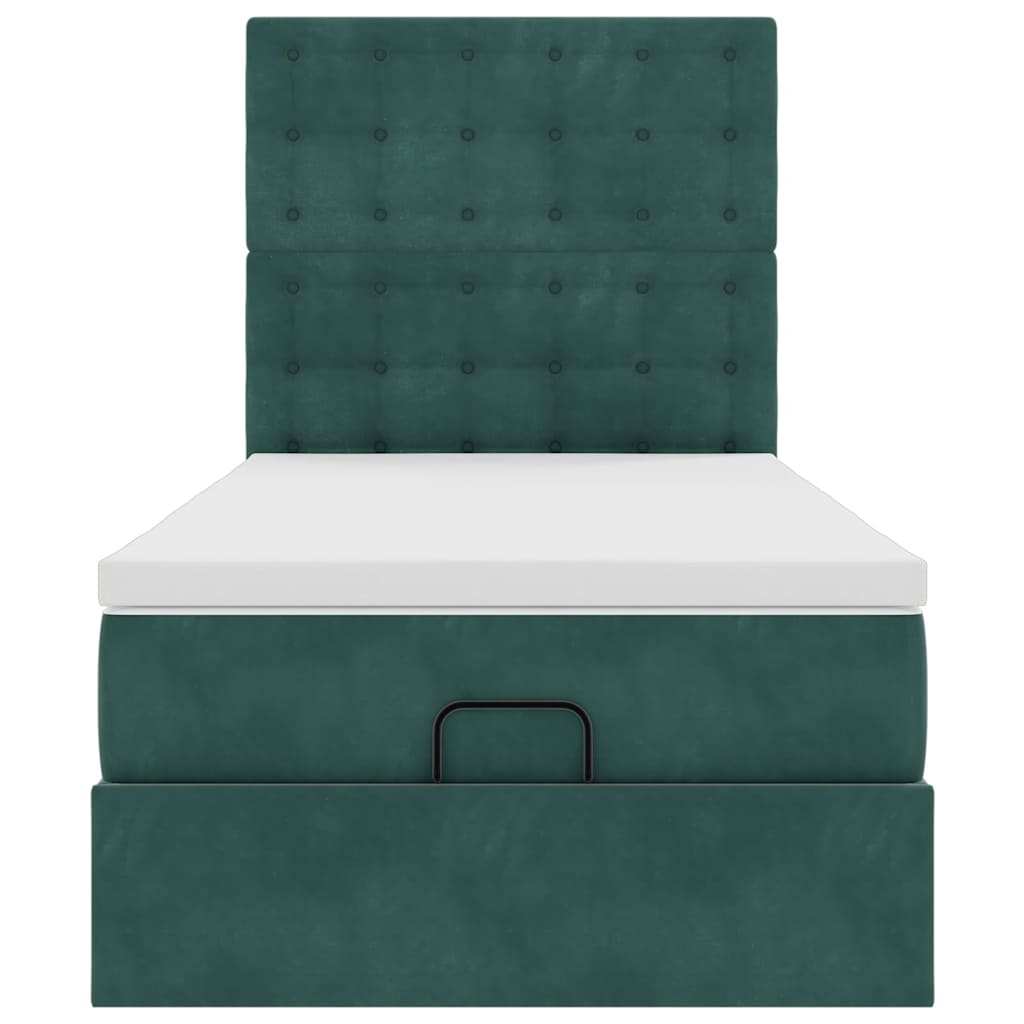 Ottoman bed met matrassen 100x200cm fluweel donkergroen