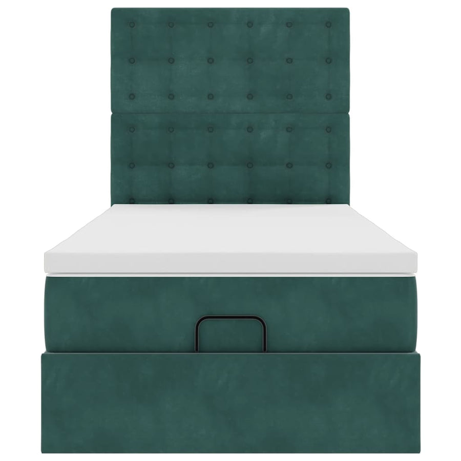Ottoman bed met matrassen 100x200cm fluweel donkergroen