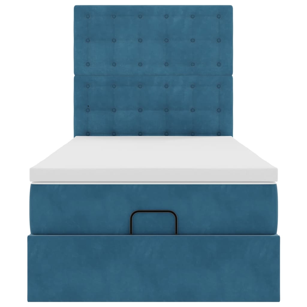 Ottoman bed met matrassen 100x200cm fluweel donkerblauw