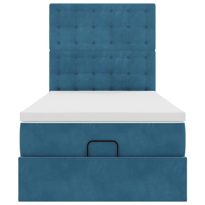 Ottoman bed met matrassen 100x200cm fluweel donkerblauw