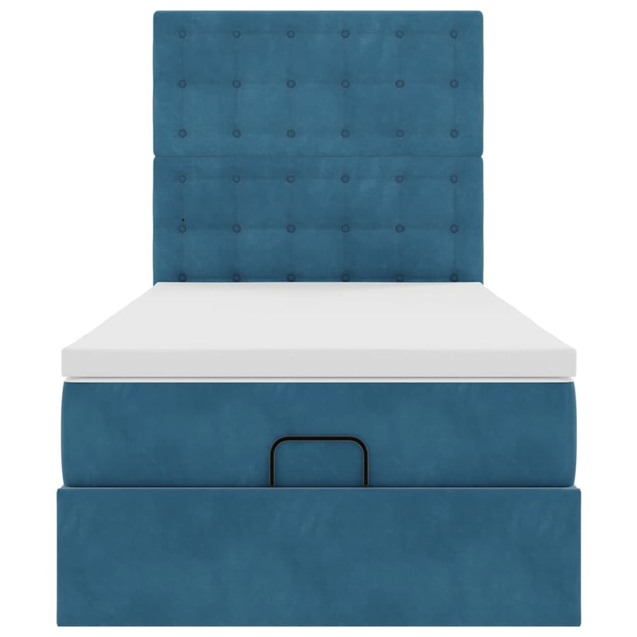 Ottoman bed met matrassen 100x200cm fluweel donkerblauw