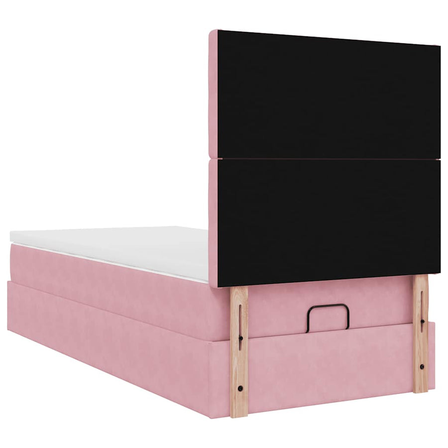 Ottoman bed met matrassen 100x200cm fluweel roze
