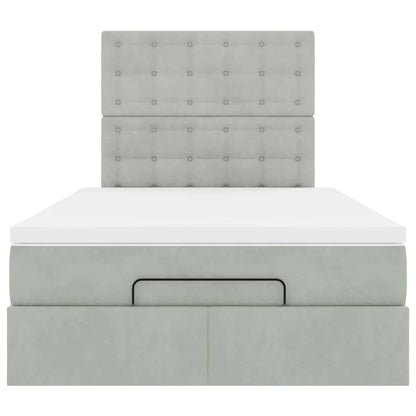 Ottoman bed met matrassen 120x190cm fluweel lichtgrijs