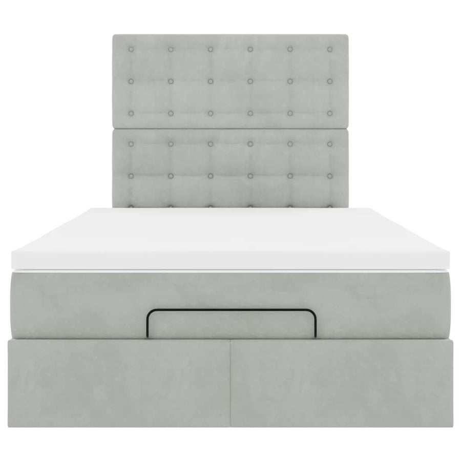 Ottoman bed met matrassen 120x190cm fluweel lichtgrijs