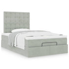Ottoman bed with mattresses 120x190cm velvet light grey