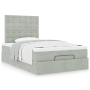 Ottoman bed 120x190 cm fluweel lichtgrijs