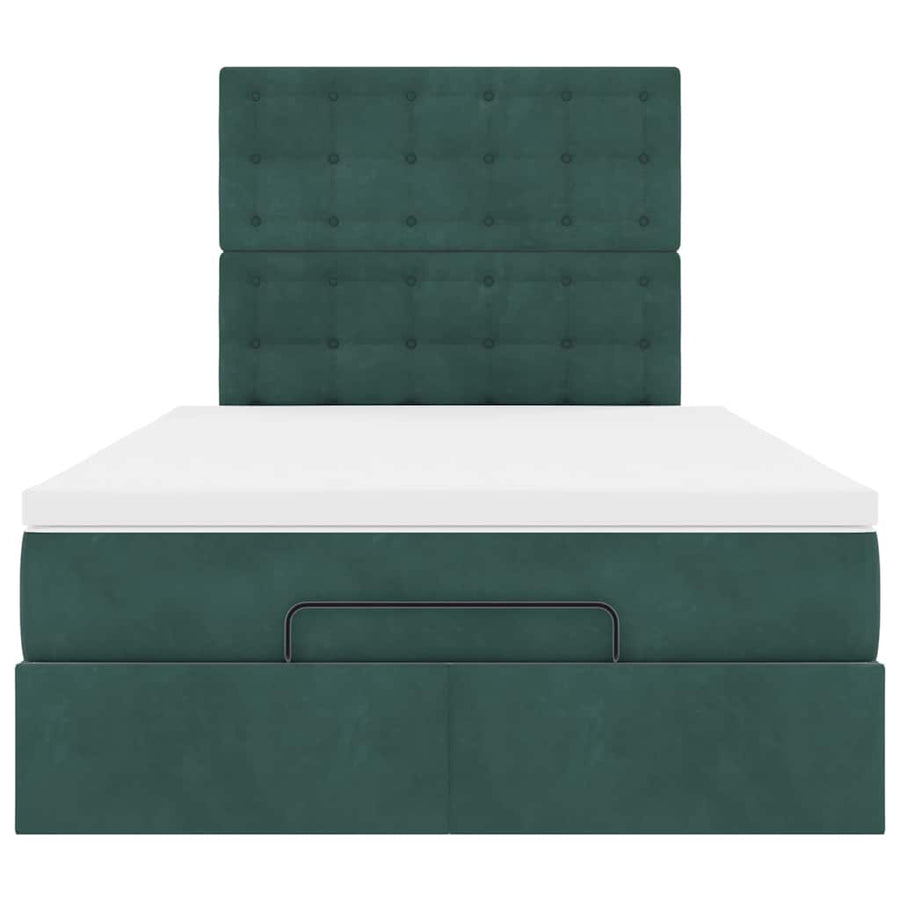 Ottoman bed met matrassen 120x190cm fluweel donkergroen