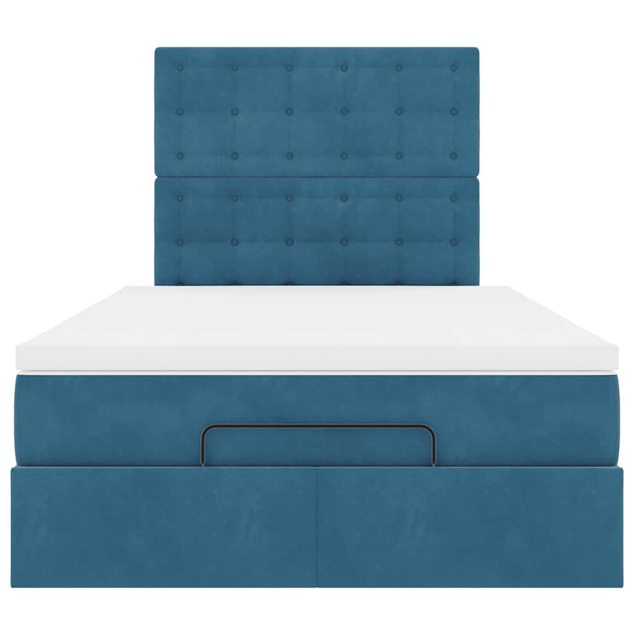 Ottoman bed met matrassen 120x190cm fluweel donkerblauw