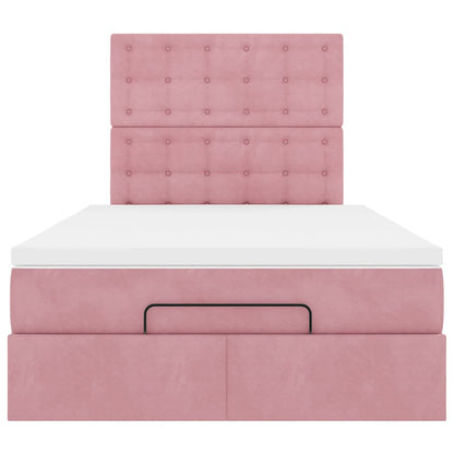 Ottoman bed met matrassen 120x190cm fluweel roze