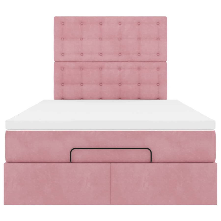 Ottoman bed met matrassen 120x190cm fluweel roze