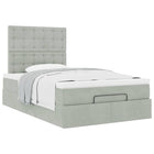 Ottoman bed with mattresses 120x200cm velvet light grey