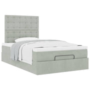 Ottoman bed with mattresses 120x200cm velvet light grey
