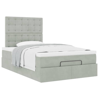Ottoman bed met matrassen 120x200cm fluweel lichtgrijs