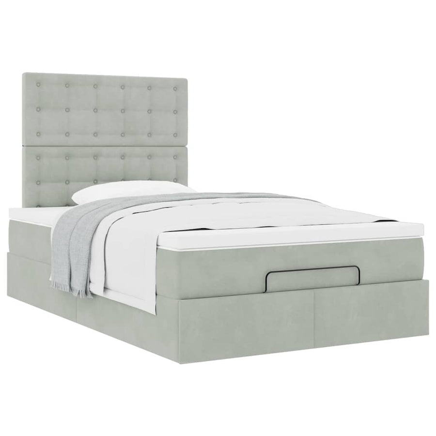 Ottoman bed met matrassen 120x200cm fluweel lichtgrijs