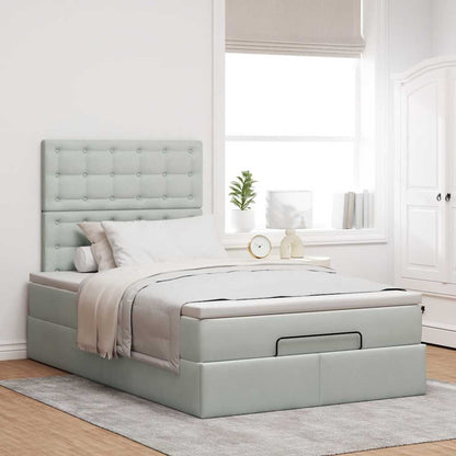 Ottoman bed met matrassen 120x200cm fluweel lichtgrijs