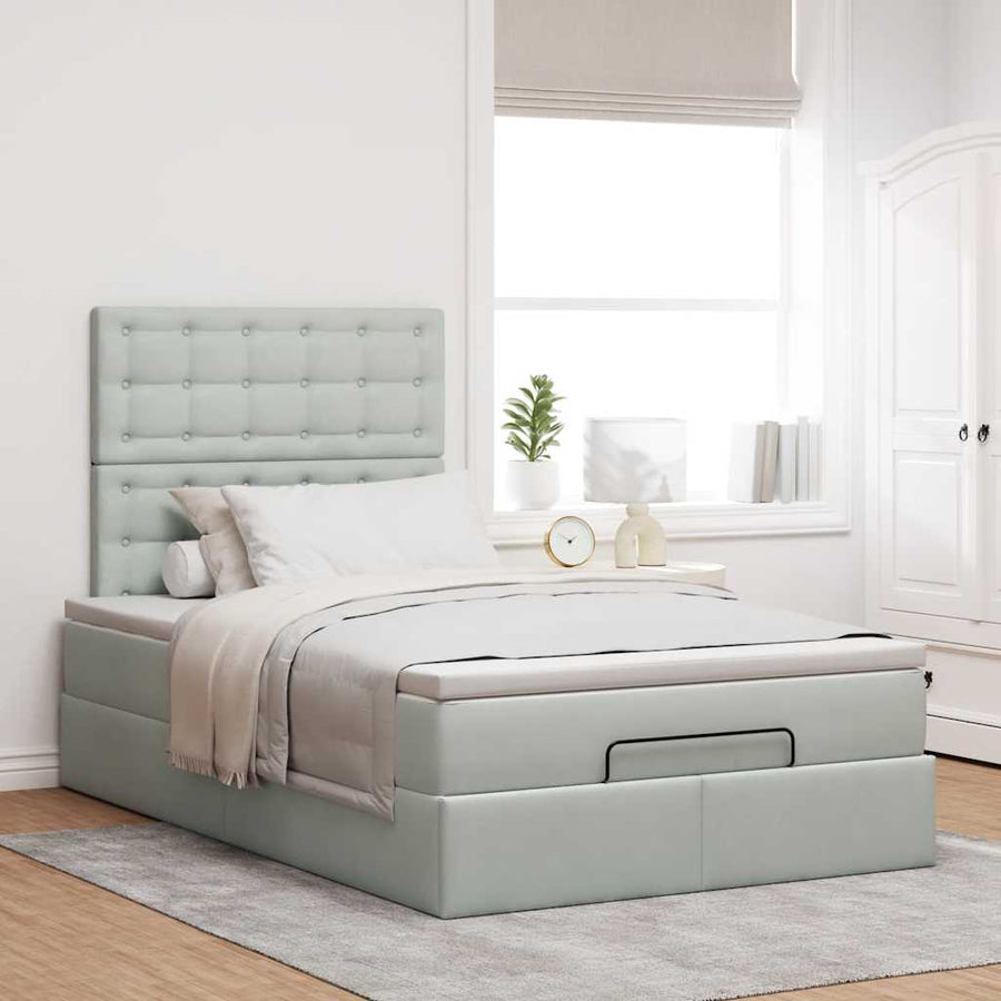 Ottoman bed met matrassen 120x200cm fluweel lichtgrijs