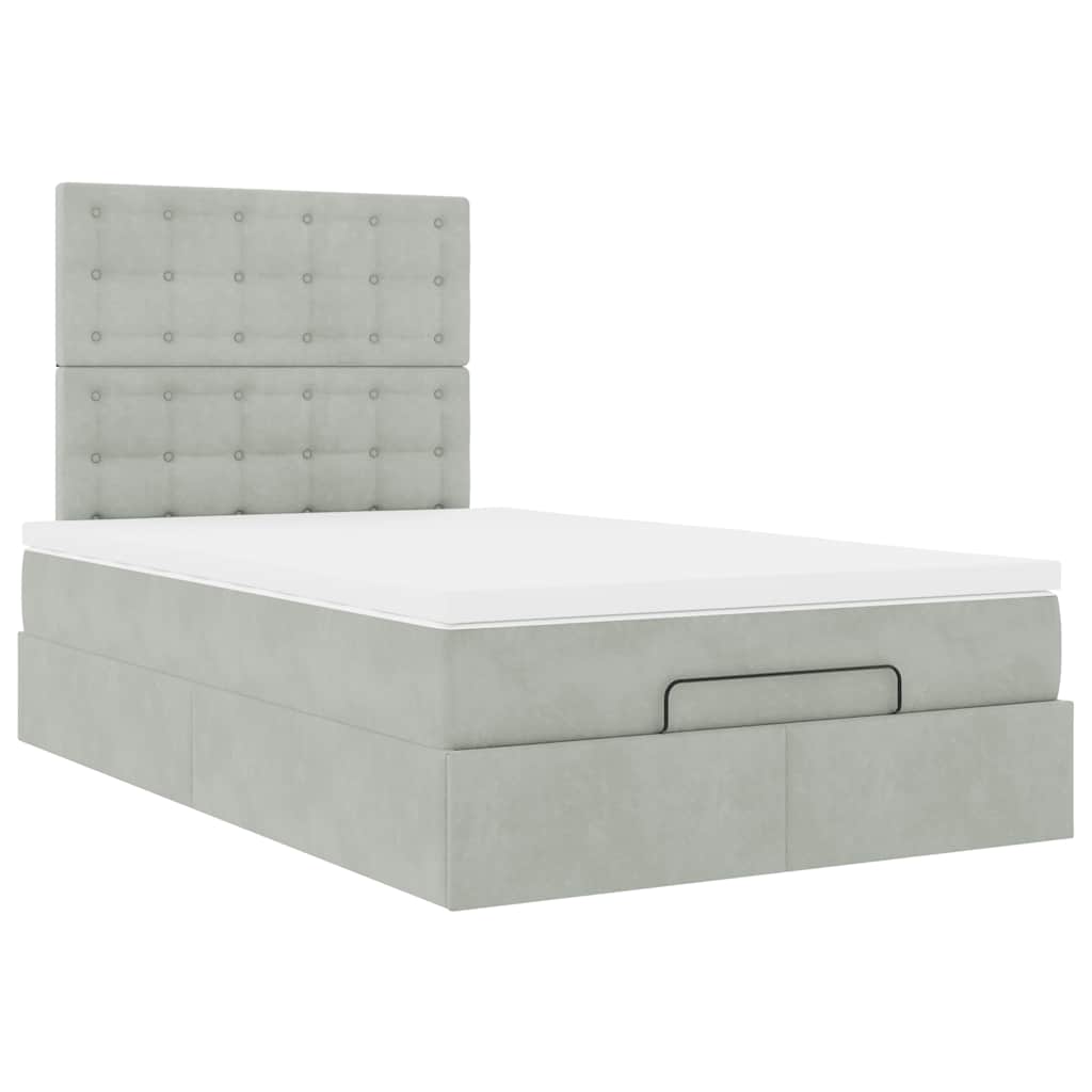 Ottoman bed met matrassen 120x200cm fluweel lichtgrijs