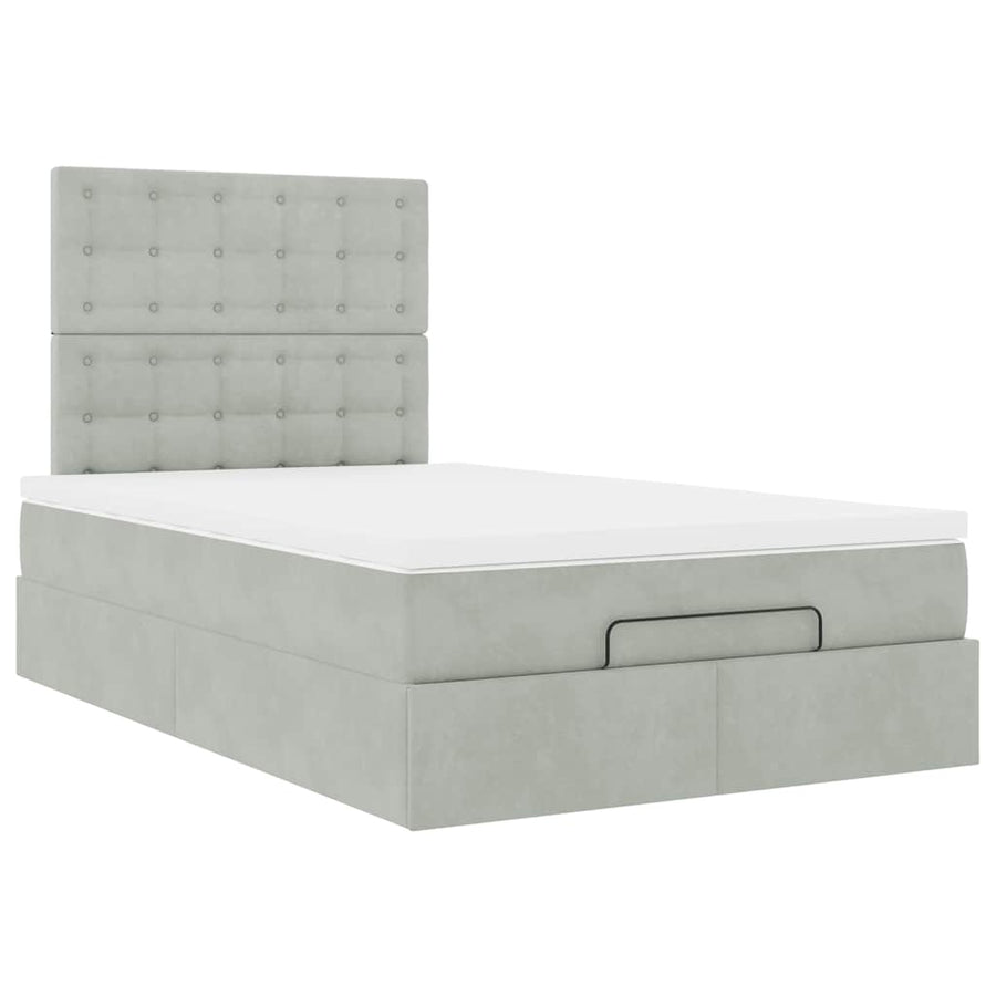 Ottoman bed met matrassen 120x200cm fluweel lichtgrijs