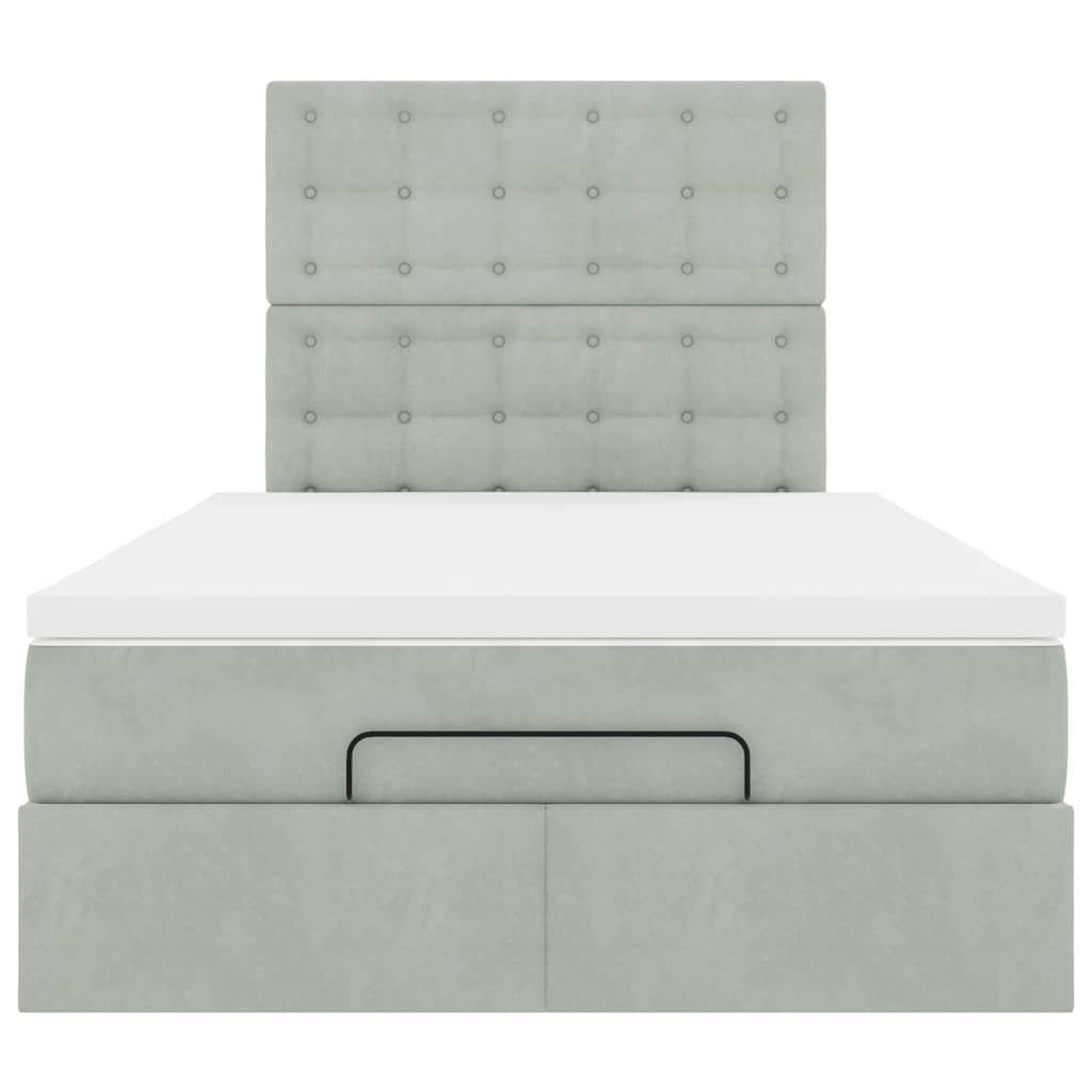 Ottoman bed met matrassen 120x200cm fluweel lichtgrijs