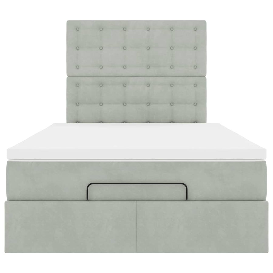 Ottoman bed met matrassen 120x200cm fluweel lichtgrijs