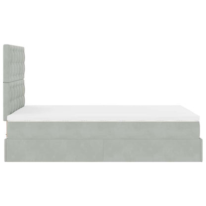 Ottoman bed met matrassen 120x200cm fluweel lichtgrijs