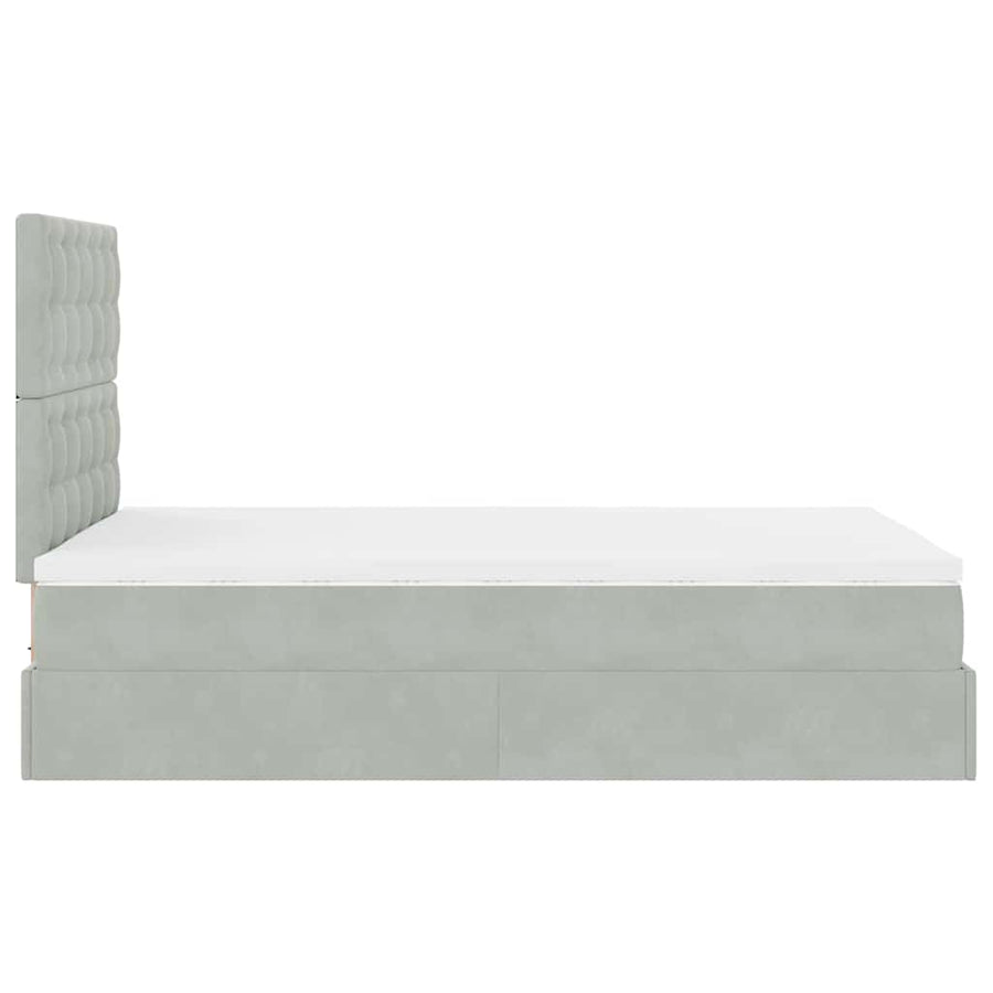 Ottoman bed met matrassen 120x200cm fluweel lichtgrijs