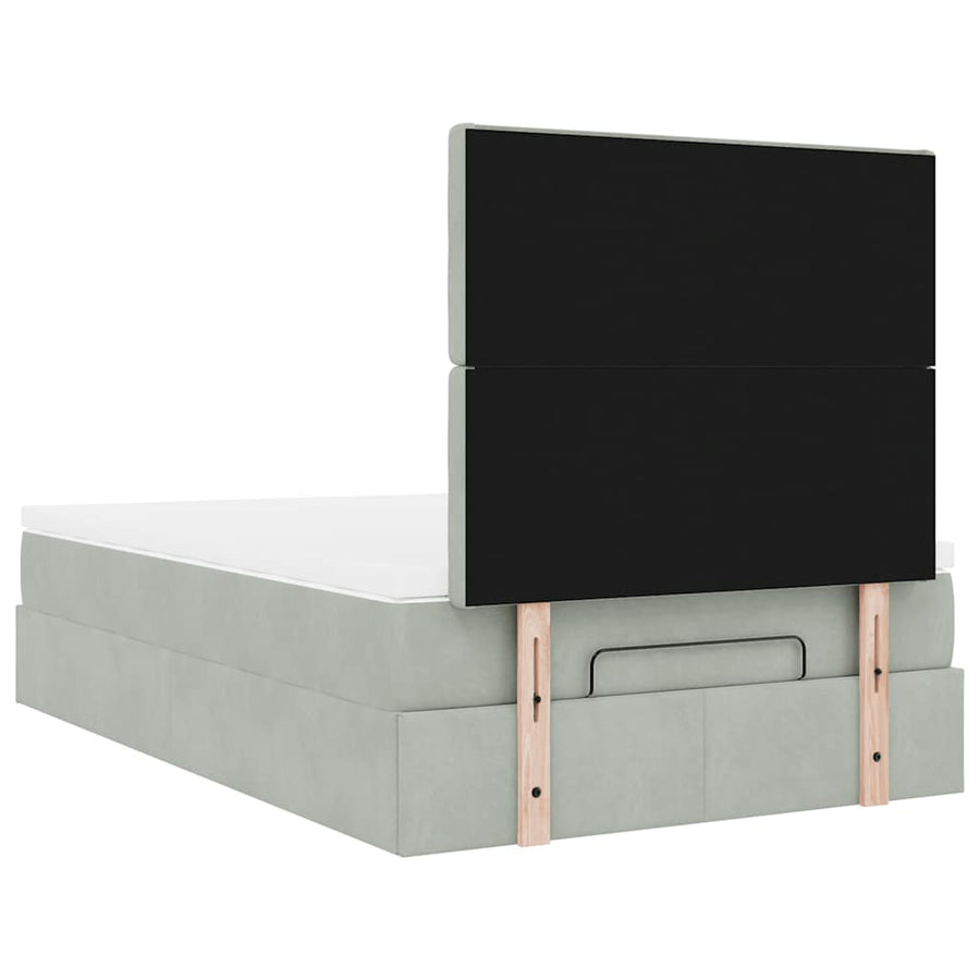 Ottoman bed met matrassen 120x200cm fluweel lichtgrijs