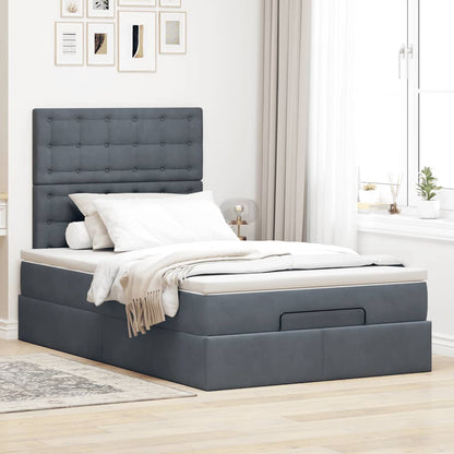 Ottoman bed met matrassen 120x200cm fluweel donkergrijs
