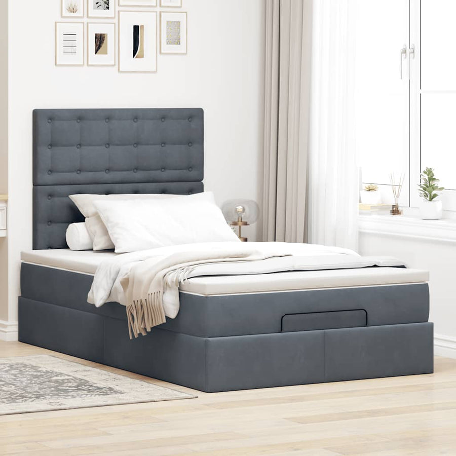 Ottoman bed met matrassen 120x200cm fluweel donkergrijs