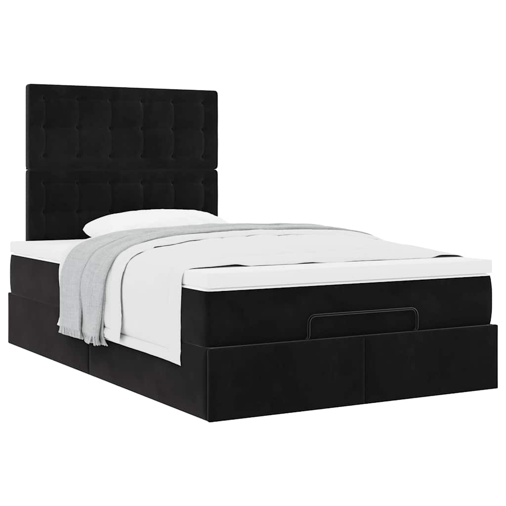Ottoman bed met matrassen 120x200cm fluweel zwart