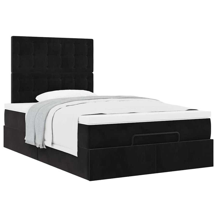 Ottoman bed met matrassen 120x200cm fluweel zwart