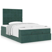 Ottoman bed with mattresses 120x200cm velvet dark green