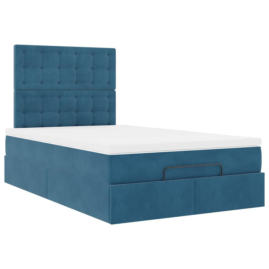 Ottoman bed met matrassen 120x200cm fluweel donkerblauw