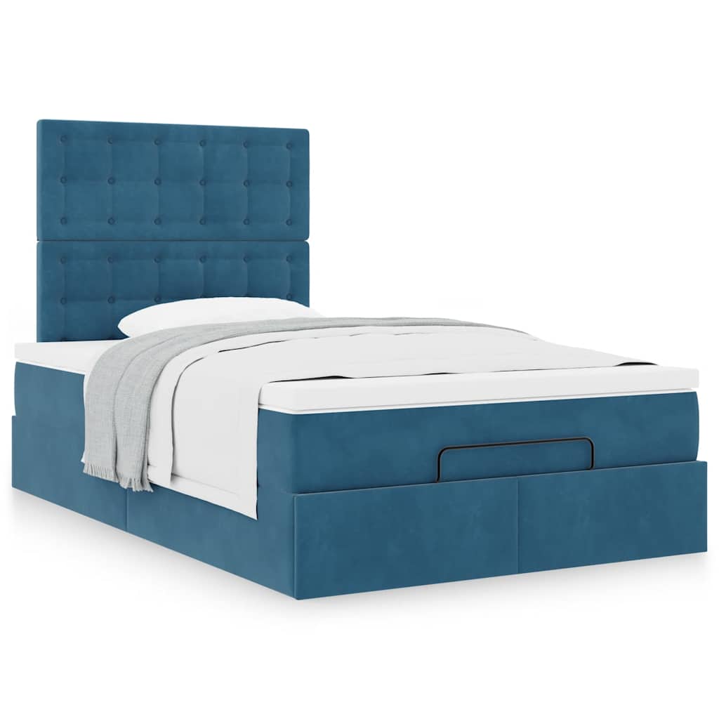 Ottoman bed met matrassen 120x200cm fluweel donkerblauw