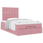 Ottoman bed with mattresses 120x200cm velvet pink