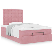 Ottoman bed met matrassen 120x200cm fluweel roze