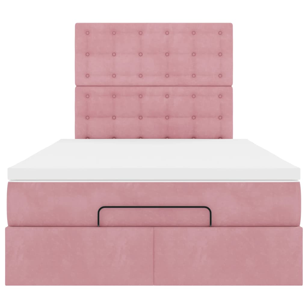 Ottoman bed met matrassen 120x200cm fluweel roze