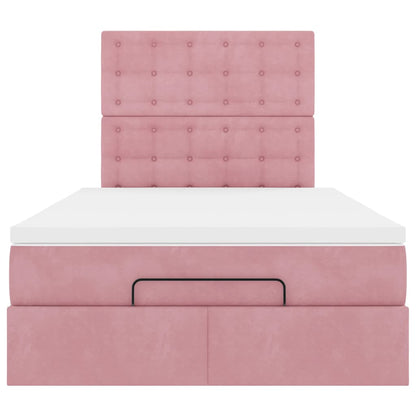Ottoman bed met matrassen 120x200cm fluweel roze