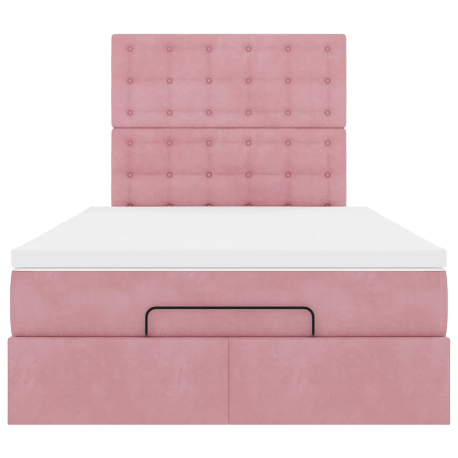 Ottoman bed met matrassen 120x200cm fluweel roze