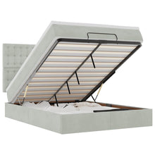 Ottoman bed met matrassen 140x190cm fluweel lichtgrijs