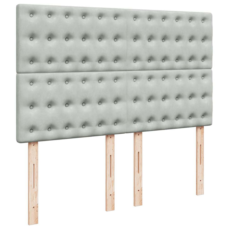 Ottoman bed met matrassen 140x190cm fluweel lichtgrijs