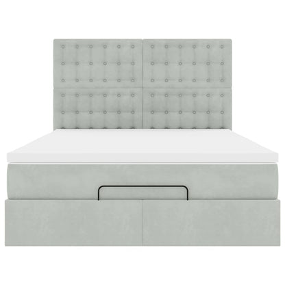 Ottoman bed met matrassen 140x190cm fluweel lichtgrijs
